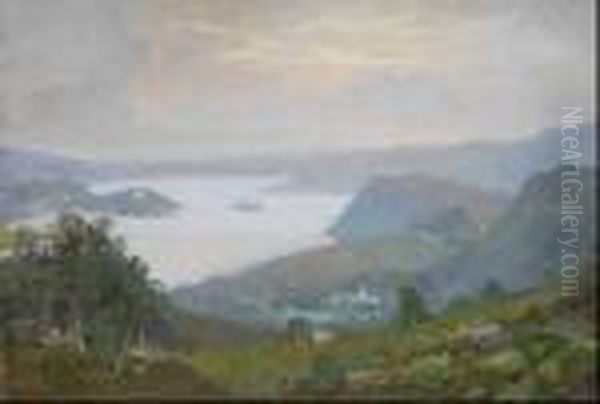 Il Lago D'orta Per Grigio Oil Painting by Carlo Casanova