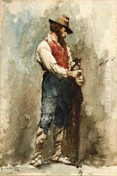 Un Campesino Romano Oil Painting by Antonio Salvador Casanova Y Estorach