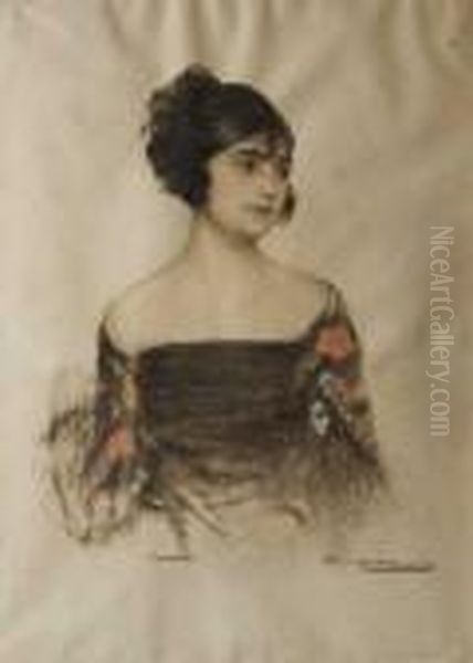 <retrato Femenino>. Oil Painting by Ramon Casas Y Carbo