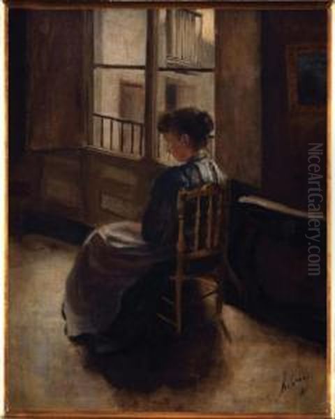 Firmado R.casas Oil Painting by Ramon Casas Y Carbo