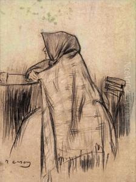 Joven Con Mantilla Oil Painting by Ramon Casas Y Carbo