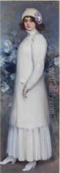 La Inglesa (the English Lady) Oil Painting by Ramon Casas Y Carbo