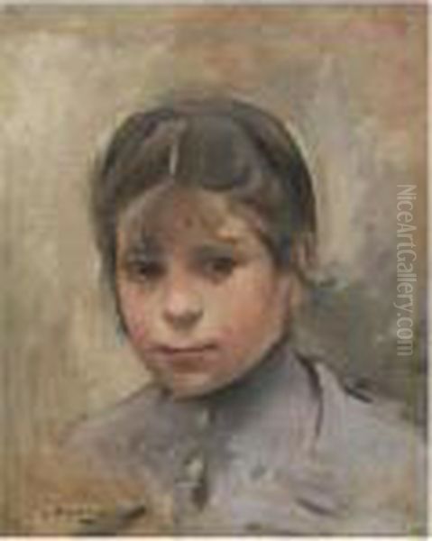 Nina (portrait Of A Girl) by Ramon Casas Y Carbo