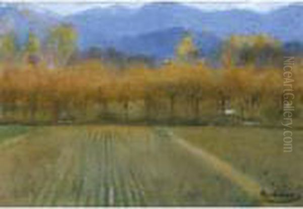 Paisaje Otonal De San Benet De Bages (autumn Landscape, San Benet De Bages) Oil Painting by Ramon Casas Y Carbo