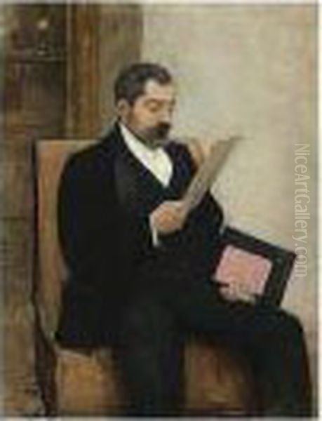 Retrato De Emili Fernandez (portrait Of Emili Fernandez) Oil Painting by Ramon Casas Y Carbo