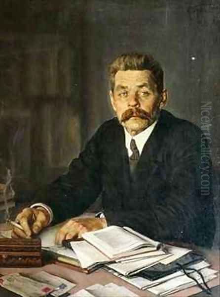 Portrait of the Author Maxim Gorky (1868-1939) Oil Painting by Isaak Israilevich Brodsky