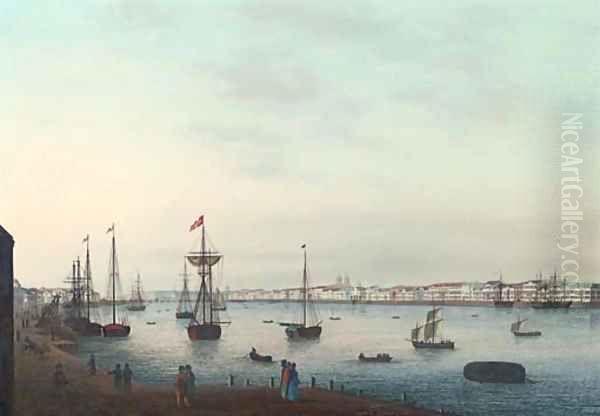 View of St. Petersburg Along Neva River Oil Painting by Johann Wilhelm Gottfried Barth