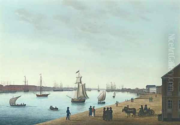 View of the Banks of the Neva, St. Petersburg Oil Painting by Johann Wilhelm Gottfried Barth