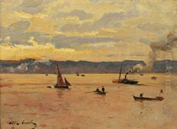 Marine Au Crepuscule Oil Painting by Alfred Casile