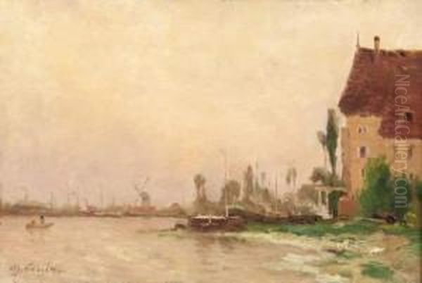 Paysage Au Moulin Oil Painting by Alfred Casile