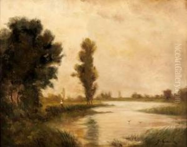 Au Bord De L'etang Oil Painting by Alfred Casile