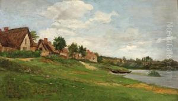 Hameau En Bord De Riviere En Normandie by Alfred Casile