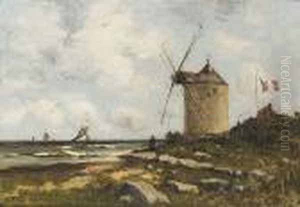 Moulin En Bord De Cote Par Grand Vent Oil Painting by Alfred Casile