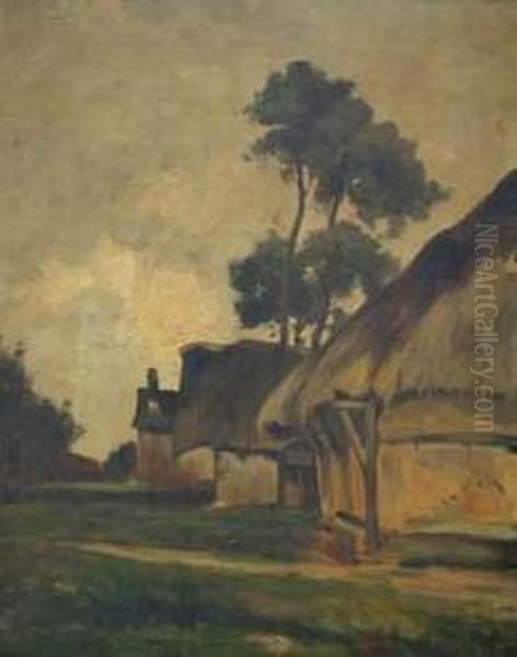 < Village En Normandie >. Oil Painting by Alfred Casile