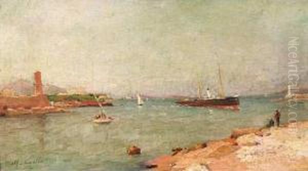  Pecheurs A L'entree Du Port De Marseille  Oil Painting by Alfred Casile