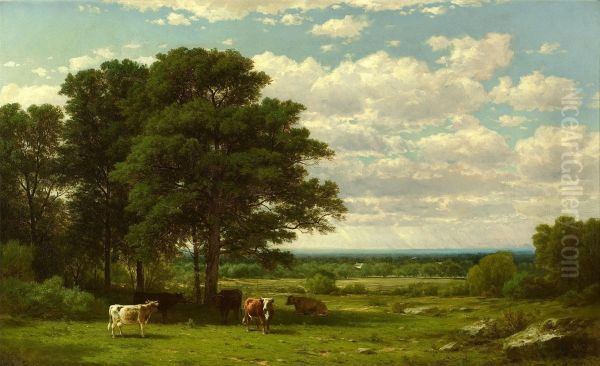 A Summer Day Oil Painting by John William Casilear