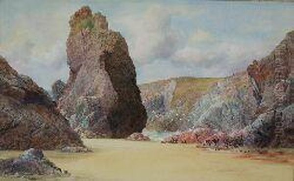 The Steeple Rock, Kynance, Cornwall Oil Painting by William Casley