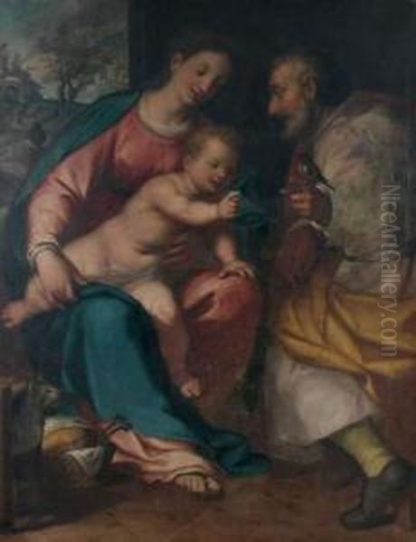 Vierge A L'enfant Avec Saint Joseph Oil Painting by Alessandro Casolani