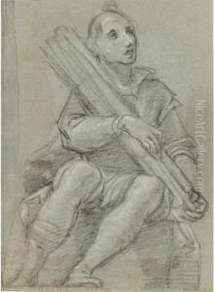 Youth Holding A Bundle Of Sticks Oil Painting by Alessandro Casolani