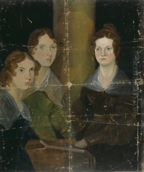 Portrait of the Bronte Sisters Oil Painting by Patrick Branwell Bronte