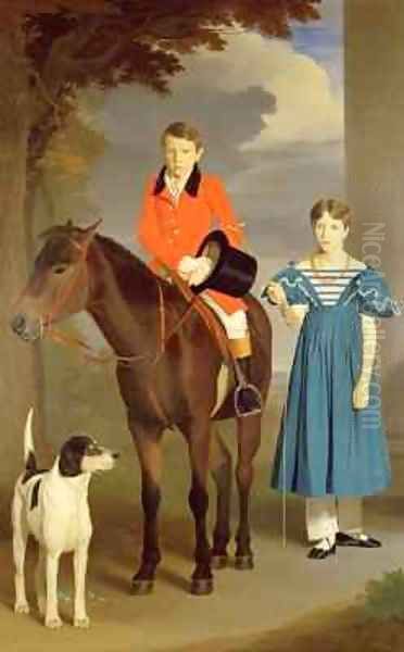 John Gubbins Newton and his Sister Mary Oil Painting by Robert Burnard