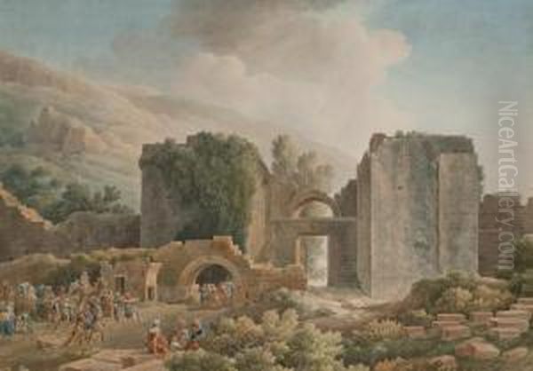 Vue Presumee De La Cite Antique De Perge En Turquie Oil Painting by Louis Francois Cassas