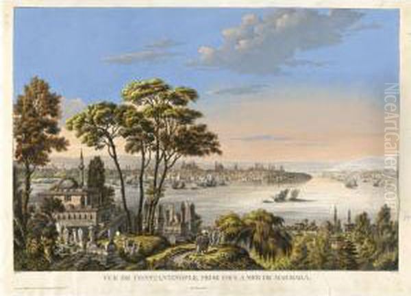 Vue De Constantinople Oil Painting by Louis Francois Cassas