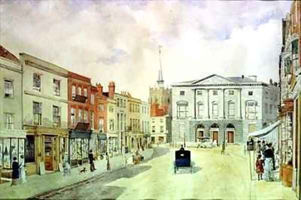 Chelmsford High Street and Shire Hall Oil Painting by W. Brown