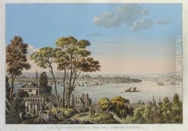 Vue De Constantinople Pris De La Mer De Marmara, By Schwartz Oil Painting by Louis Francois Cassas