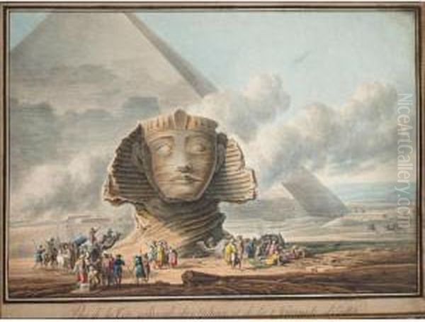 Vue De La Tete Colossale Du Sphinx Et De La 2 Oil Painting by Louis Francois Cassas