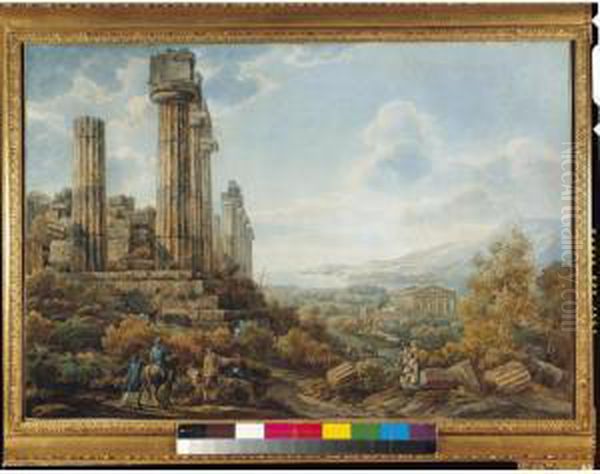 The Temple Of Agrigento Oil Painting by Louis Francois Cassas