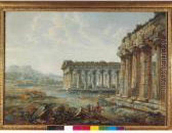 The Temples Of Paestum Oil Painting by Louis Francois Cassas