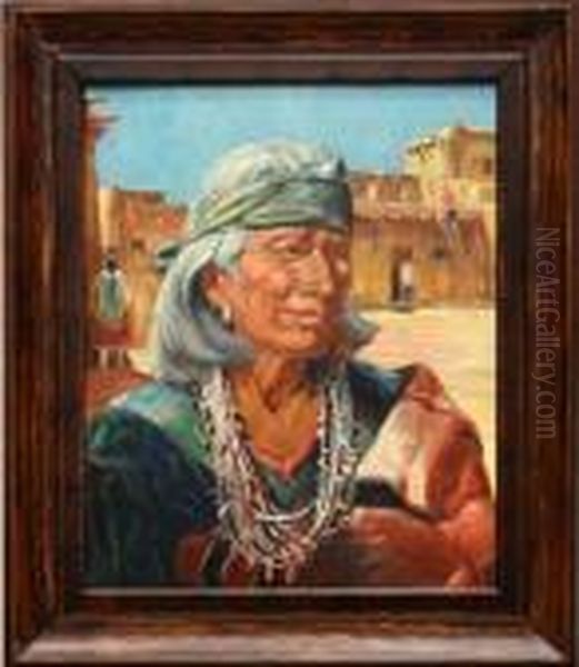 Old Man Zuni High Priest Oil Painting by Ira Diamond Gerald Cassidy