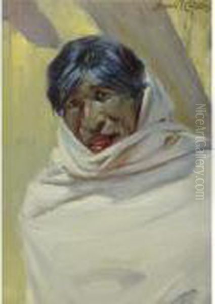 Taos Man Oil Painting by Ira Diamond Gerald Cassidy