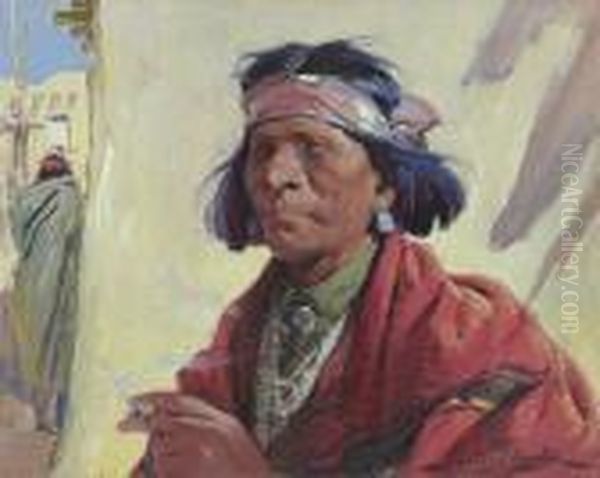 Taos Indian Oil Painting by Ira Diamond Gerald Cassidy