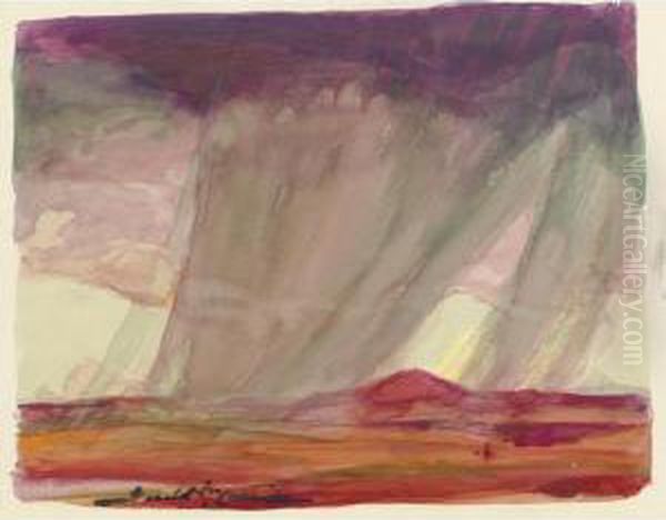 Rain On The Desert: A Sketch Oil Painting by Ira Diamond Gerald Cassidy