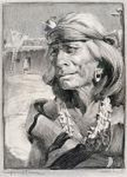 Zuni Indian Oil Painting by Ira Diamond Gerald Cassidy