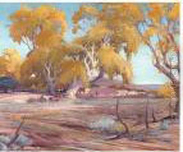 Taos Landscape Oil Painting by Ira Diamond Gerald Cassidy