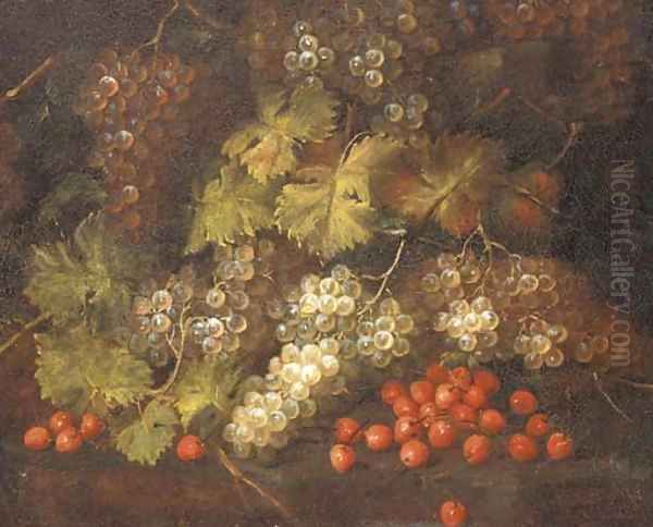 Cherries and grapes on the vine Oil Painting by Abraham Brueghel