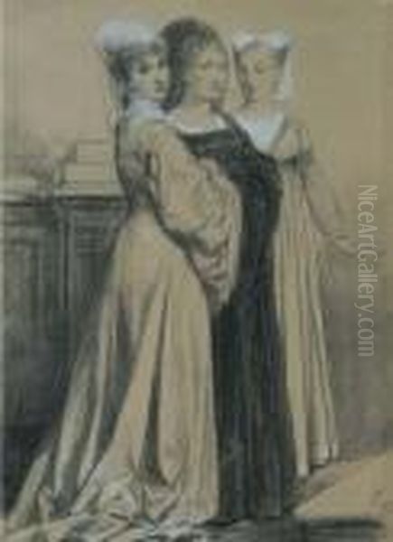 Tre Gentildonne Oil Painting by Amos Cassioli