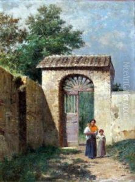 Una Porta In Campagna Oil Painting by Francesco Coppola Castaldo