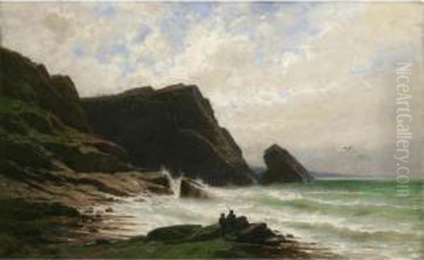 Two Fishermen At The Shore Oil Painting by Gustave Castan