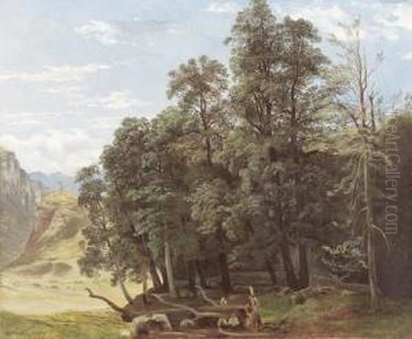 Landschaftsstudie. Oil Painting by Gustave Castan