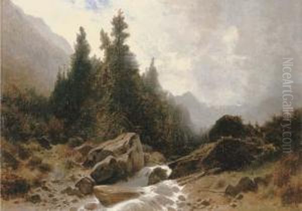 Wildbach Oil Painting by Gustave Castan