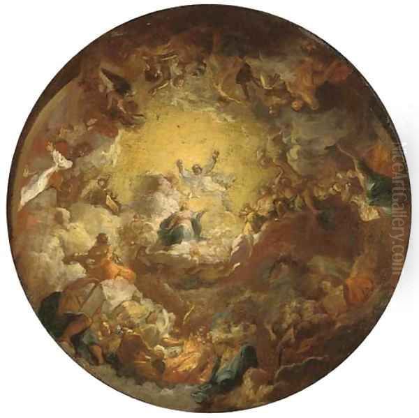 The Assumption of the Virgin a modello for a domed ceiling Oil Painting by Antoine The Younger Berthelemy