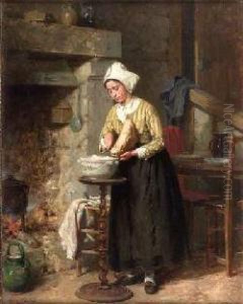 Preparing The Meal Oil Painting by Pierre Jean Edmond Castan