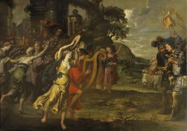 L'arrivee Triomphale De David A Jerusalem. Oil Painting by Pauwel Casteels