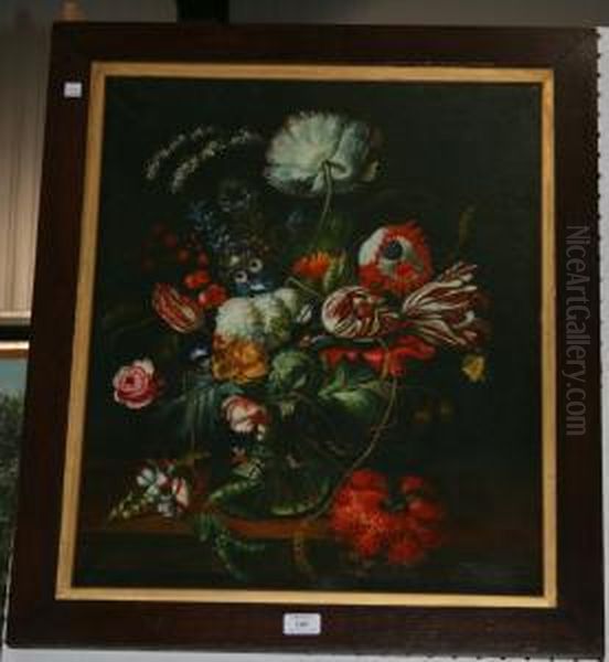 Still Life Study Of Flowers Oil Painting by Pieter Casteels