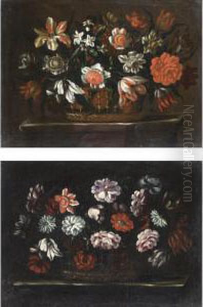 Nature Morte Con Canestri Di Fiori Oil Painting by Pieter Casteels