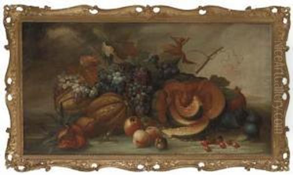 Squashes, Pomegranites, Figs, Grapes, Apples And Peaches Oil Painting by Pieter Casteels